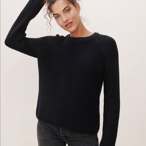 Jenni Kayne cotton black fisherman sweater XS
